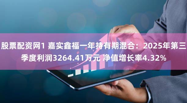 股票配资网1 嘉实鑫福一年持有期混合：2025年第三季度利润3264.41万元 净值增长率4.32%